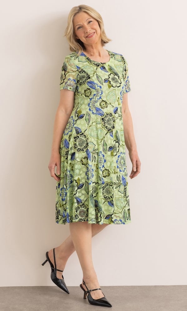 Anna Rose Floral Print Panelled Lace Dress