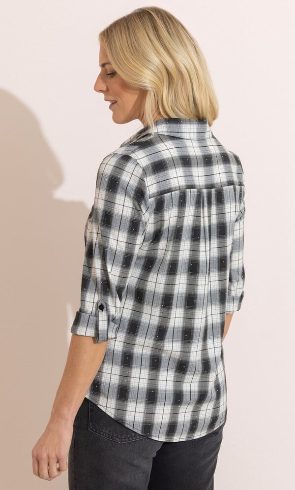Anna Rose Embellished Checked Shirt