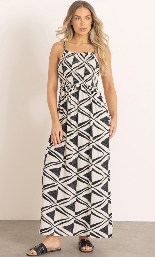 Printed Smocked Maxi Dress