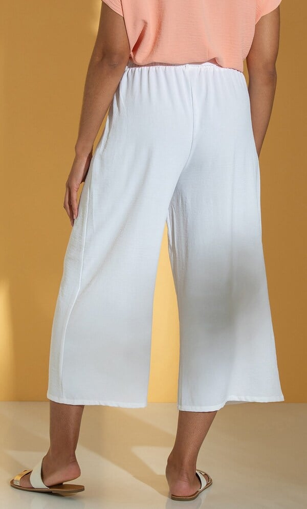 Cropped Wide Leg Pull On Trousers