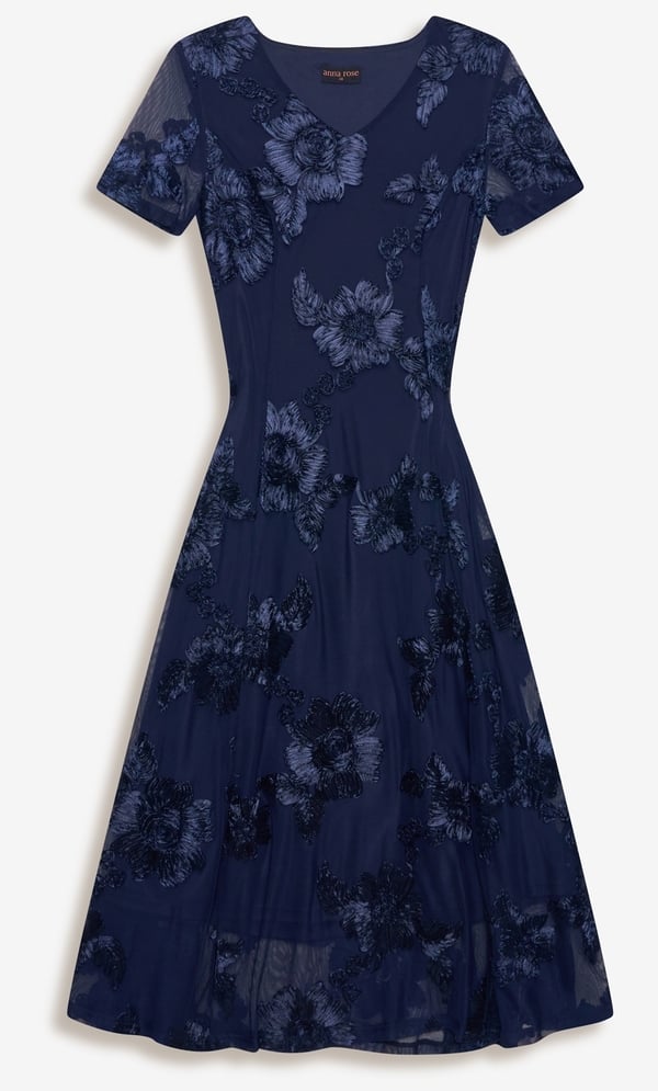 Anna Rose Cornelli Mesh Fit & Flare Midi Dress