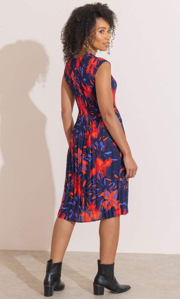 Floral Print Pleated Dress
