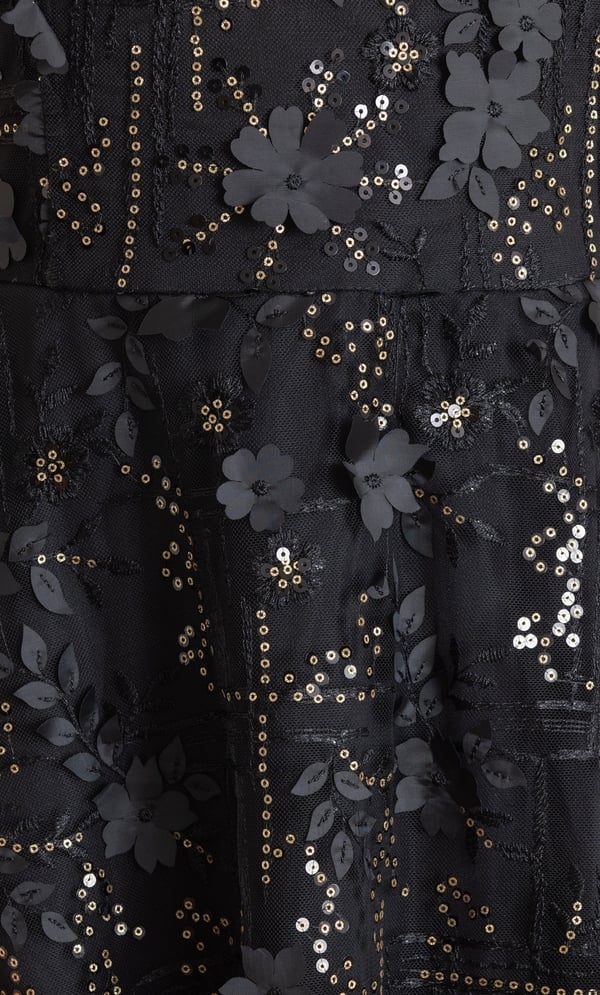 Sleeveless Applique Shimmer Dress