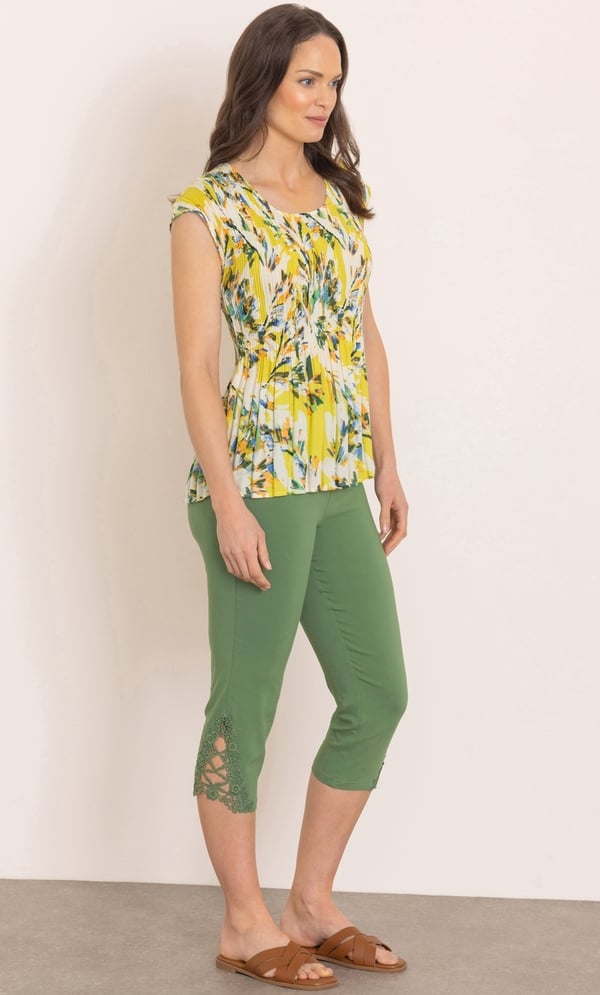 Botanical Print Pleated Top