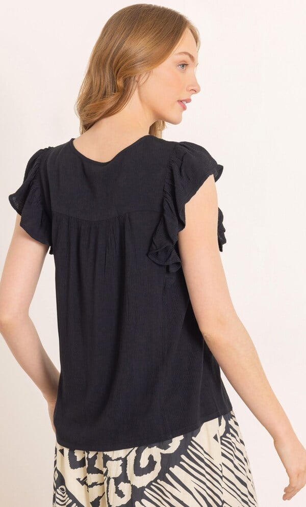Short Sleeve Lace Trim Blouse