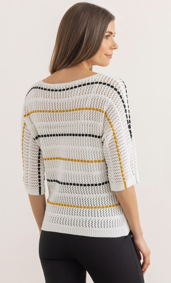 Striped Crochet Knit Jumper