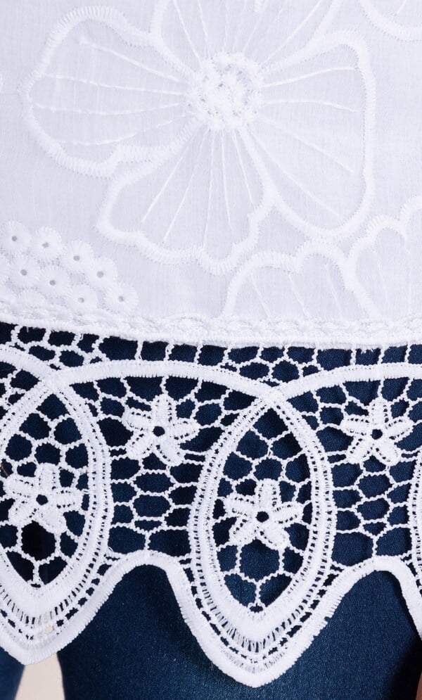 Crochet Trim And Embroidered Top