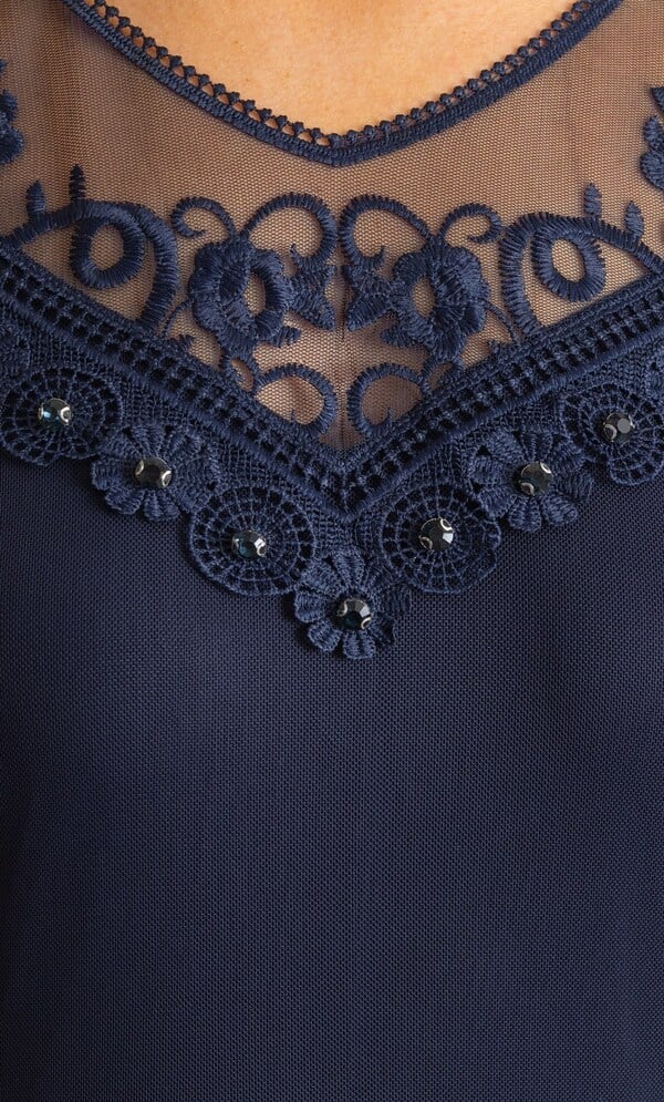 Anna Rose Mesh and Embellished Lace Midi Dress