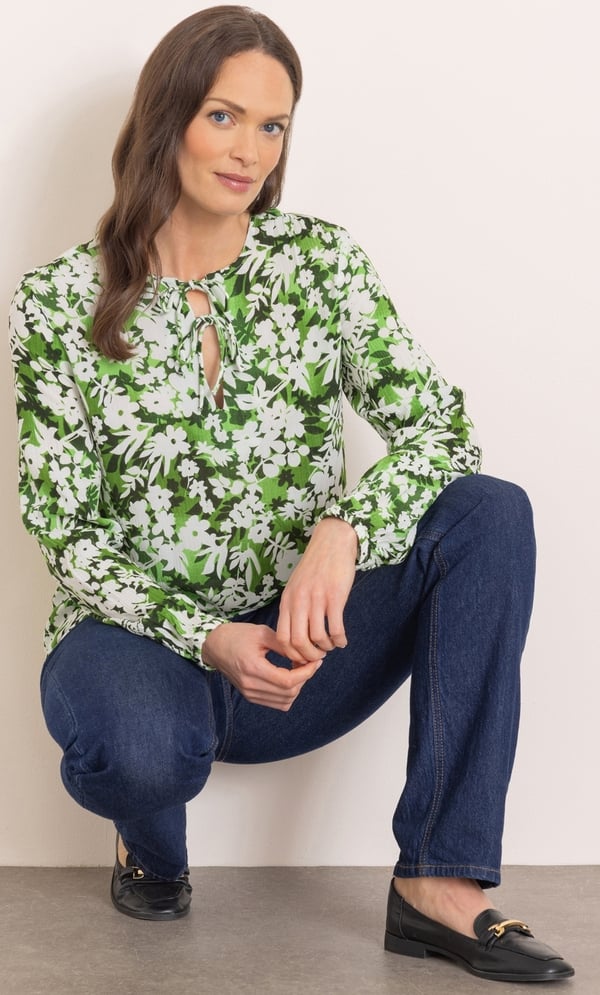 Garden Printed Long Sleeve Top