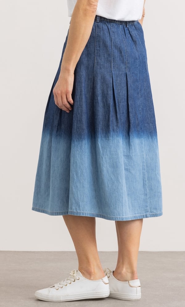 Dip Dye Cotton Denim Skirt