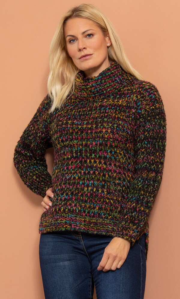 Rainbow Cowl Neck Knit Top