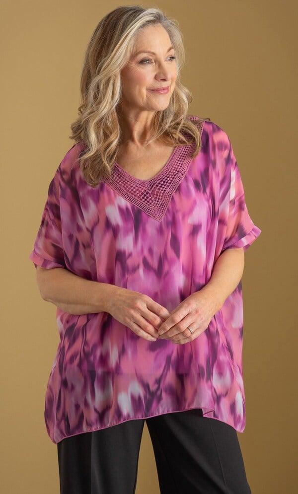 Anna Rose Crochet Trim Kimono Top