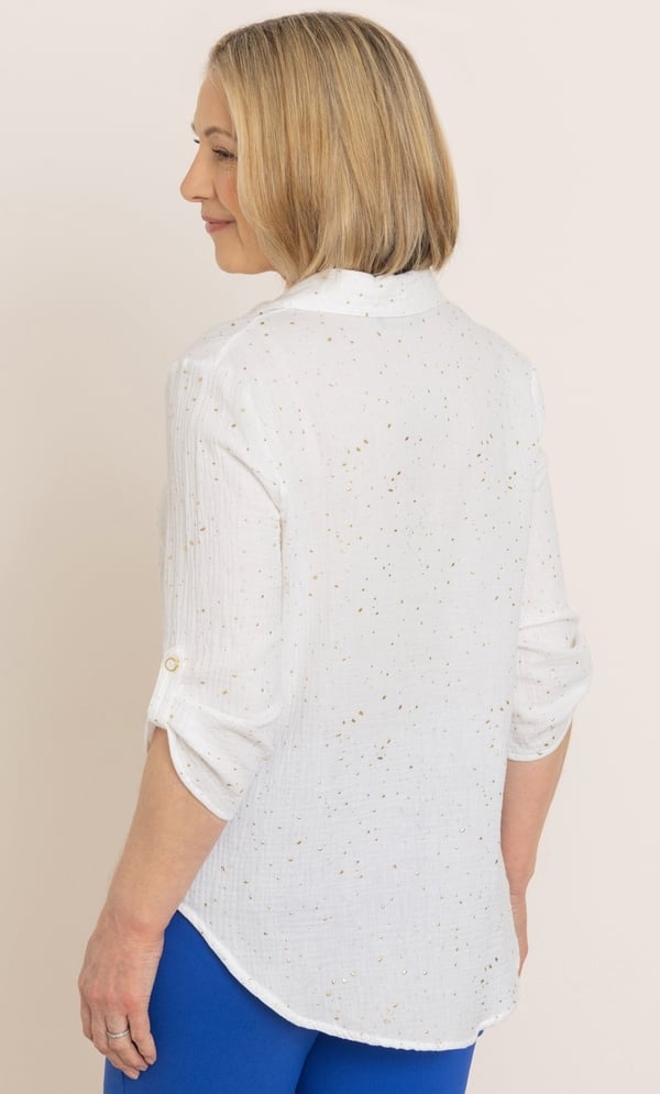 Anna Rose Shimmer Splash Textured Cotton Top