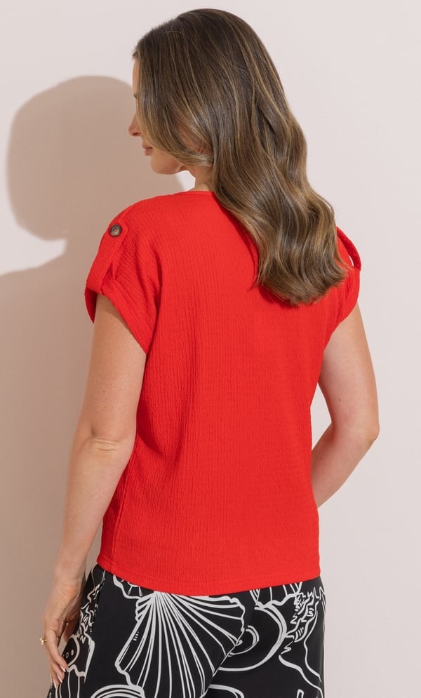 Textured Short Sleeve V Neck T-Shirt