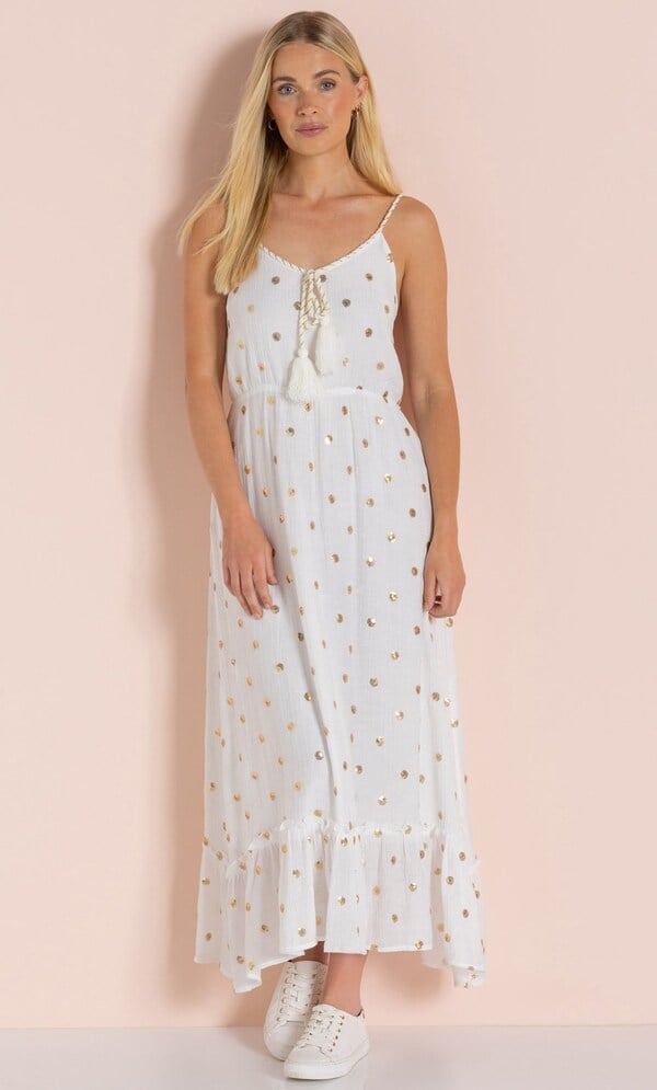 Strappy Circle Embellished Maxi Dress