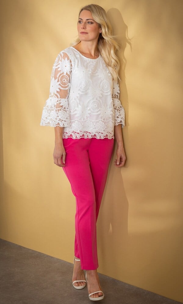 Floral Embroidered Sequin Mesh Top