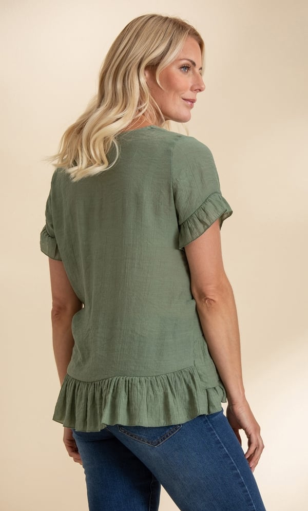 Frill Trim Short Sleeve Top