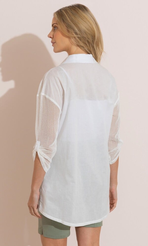 Floral Applique Mesh Shirt