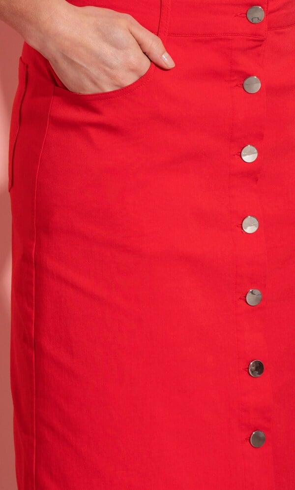 Button Front Stretch Skirt