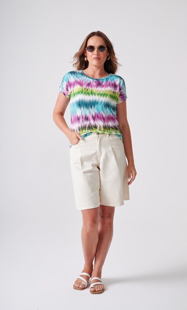 Anna Rose Short Sleeve Printed Top