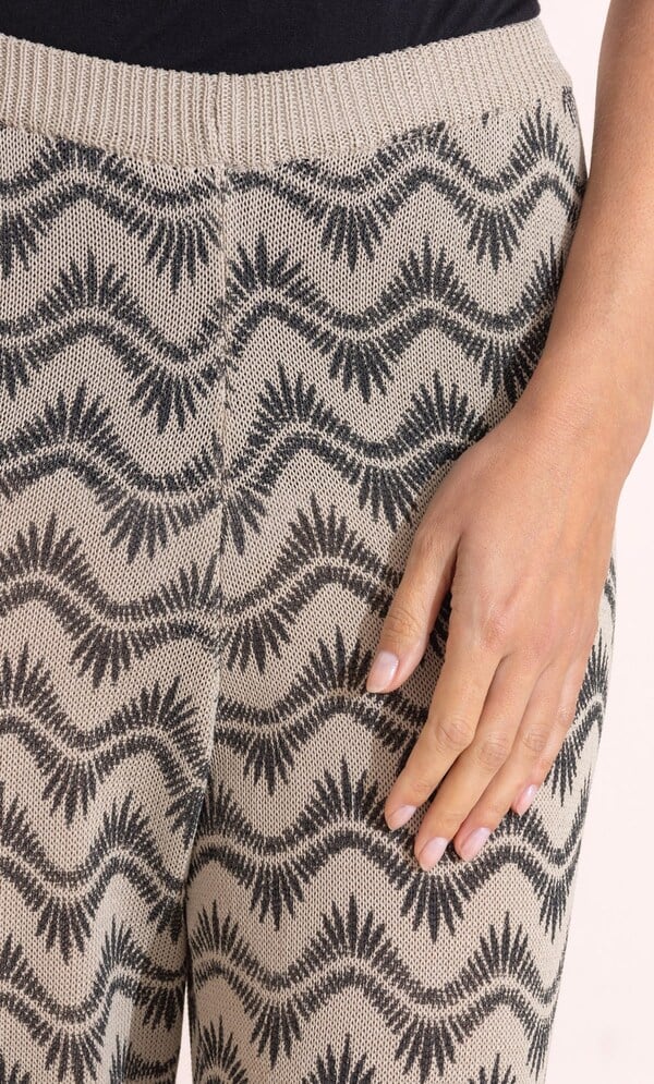 Printed Wide Leg Knitted Trousers