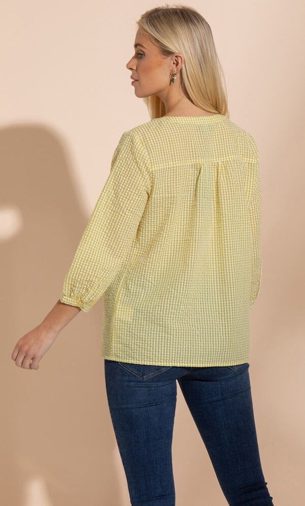 Seersucker Checked Blouse