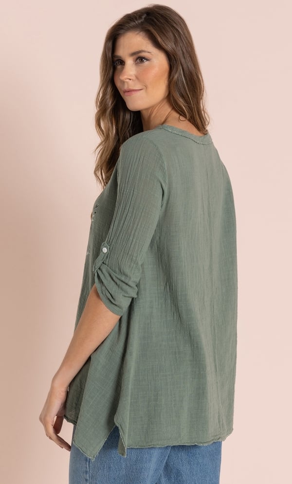 Printed Dipped Hem Tunic Top