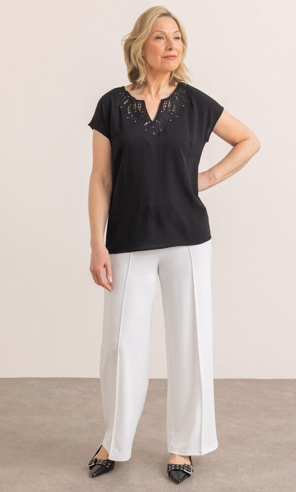 Anna Rose Embellished Short Sleeve Top