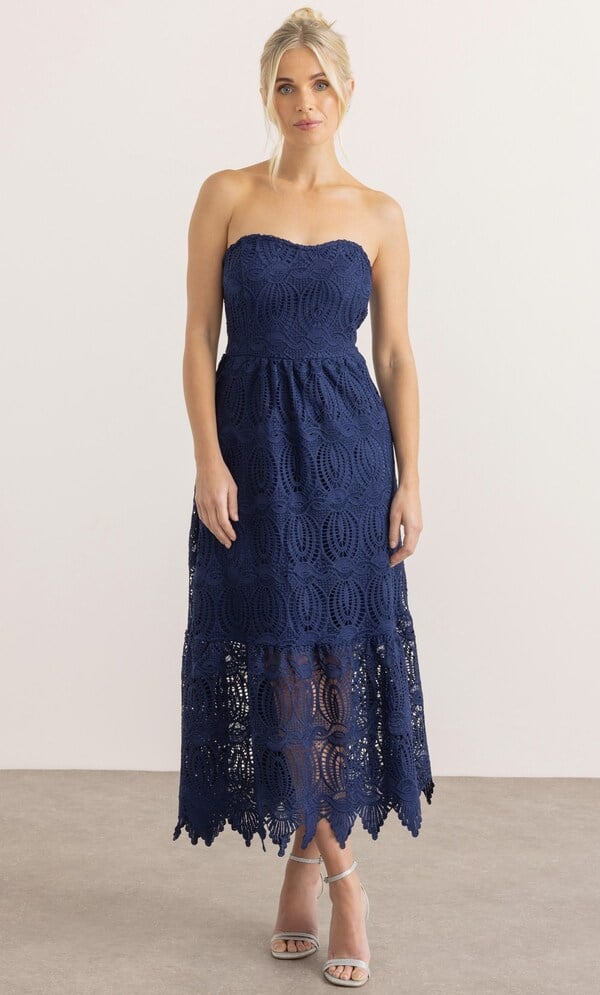 Bandeau Crochet Lace Maxi Dress