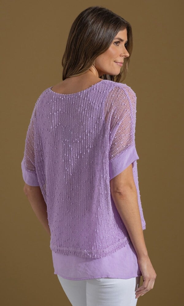 Mesh Layered Short Sleeve Top