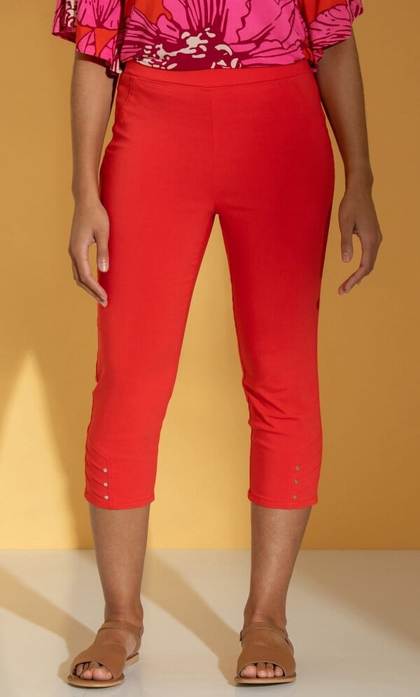Embellished Pull On Cropped Trousers