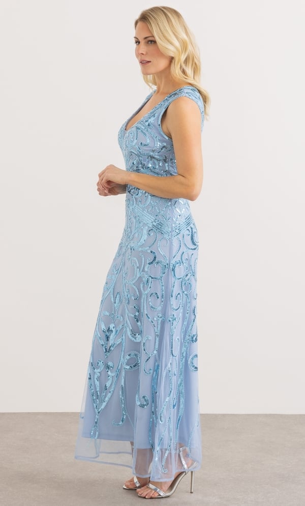 Embellished Mesh Sleeveless Maxi Dress