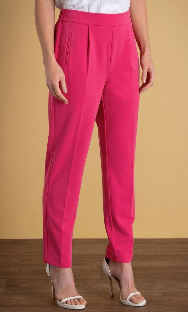 Pull On Slim Leg Crepe Trousers
