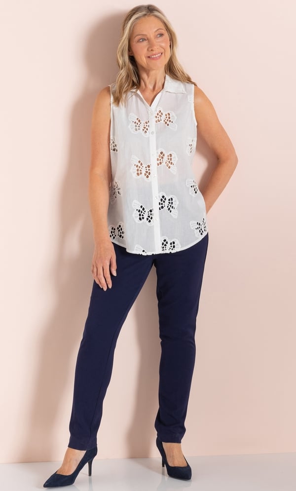 Anna Rose Cut Out Embroidered Butterfly Top