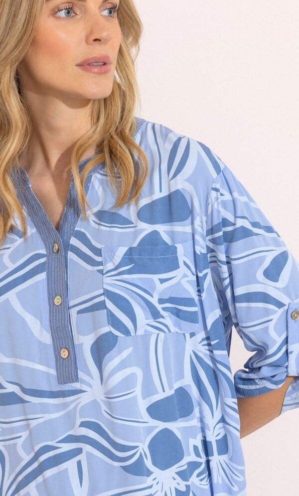 Embellished Printed Relaxed Fit Cotton Top