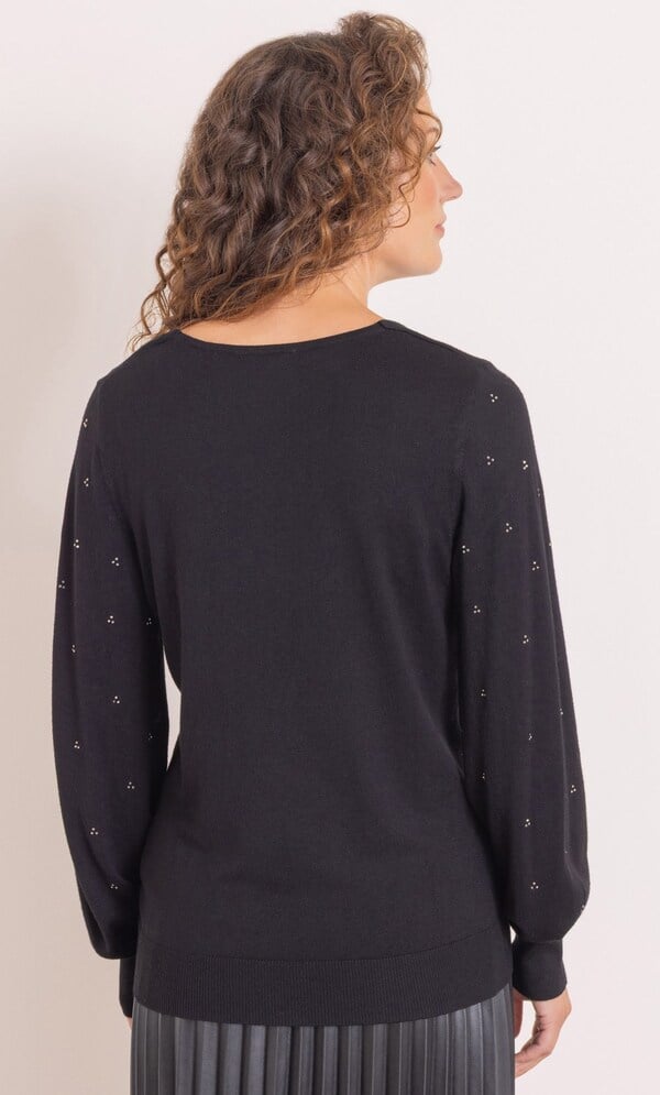 Anna Rose Embellished V Neck Knitted Top
