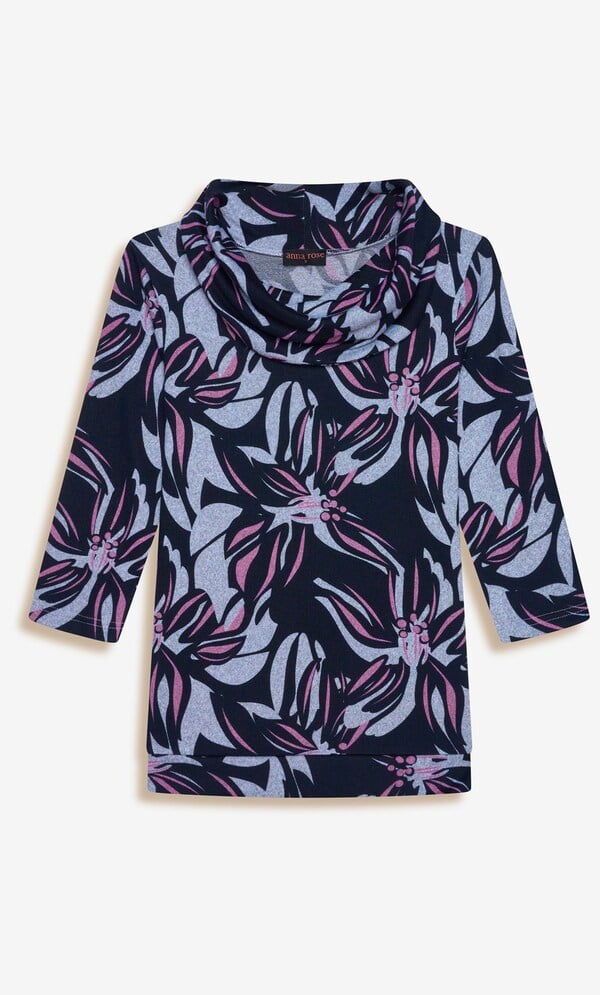 Anna Rose Printed Cowl Neck Top
