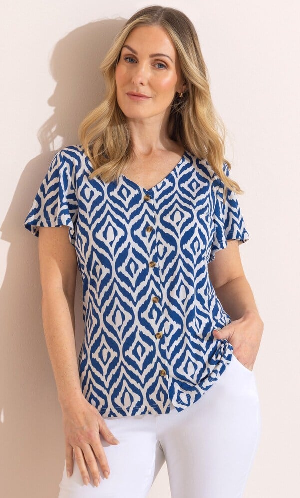 Anna Rose Geometric Printed Top