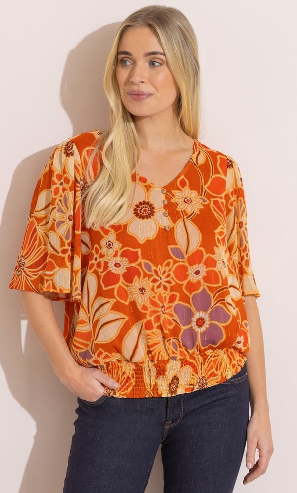 Floral Printed Shimmer Top