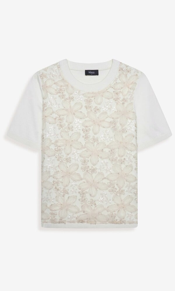 Floral Embellished Knitted Top