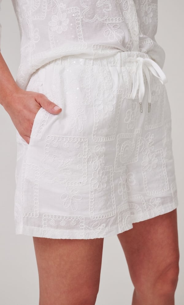 Floral Embellished Cotton Shorts