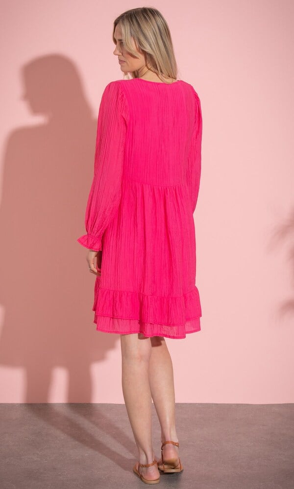 Crinkle Frilled Hem Tunic Dress