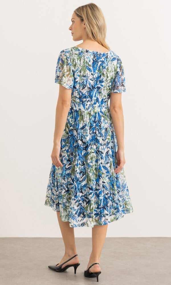 Leaf Printed Floral Lace Dress