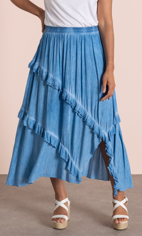 Ruffle Pull On Crinkle Midaxi Skirt