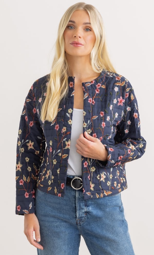 Floral Embroidered Quilted Jacket