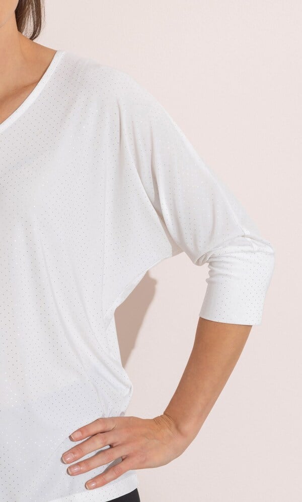 Foil Spot Batwing Top