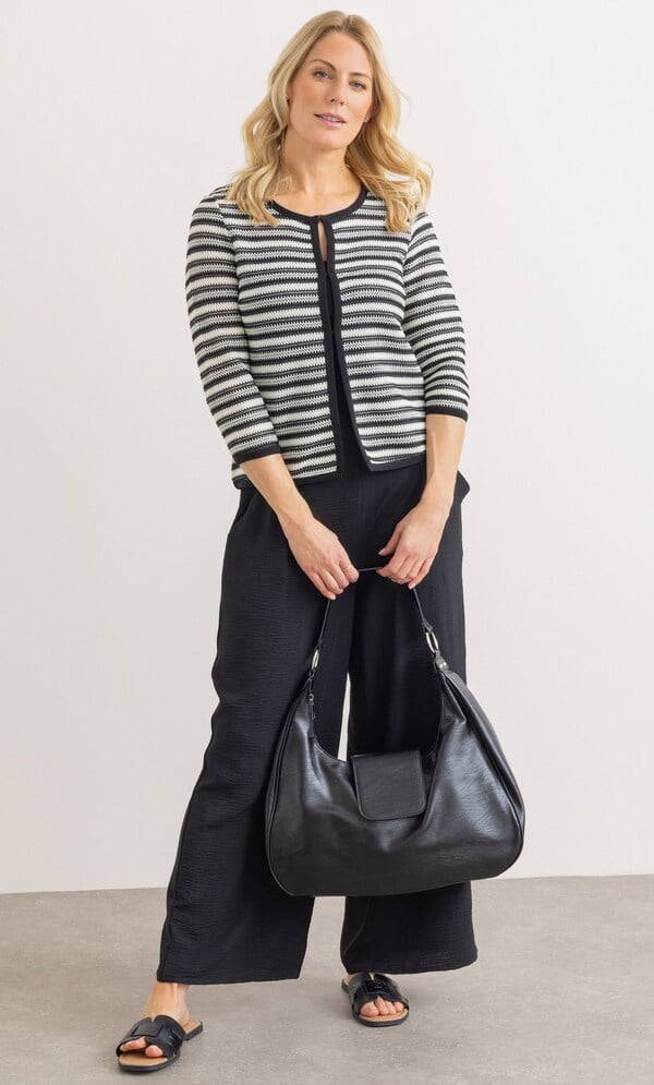 Striped Edge To Edge Crochet Jacket