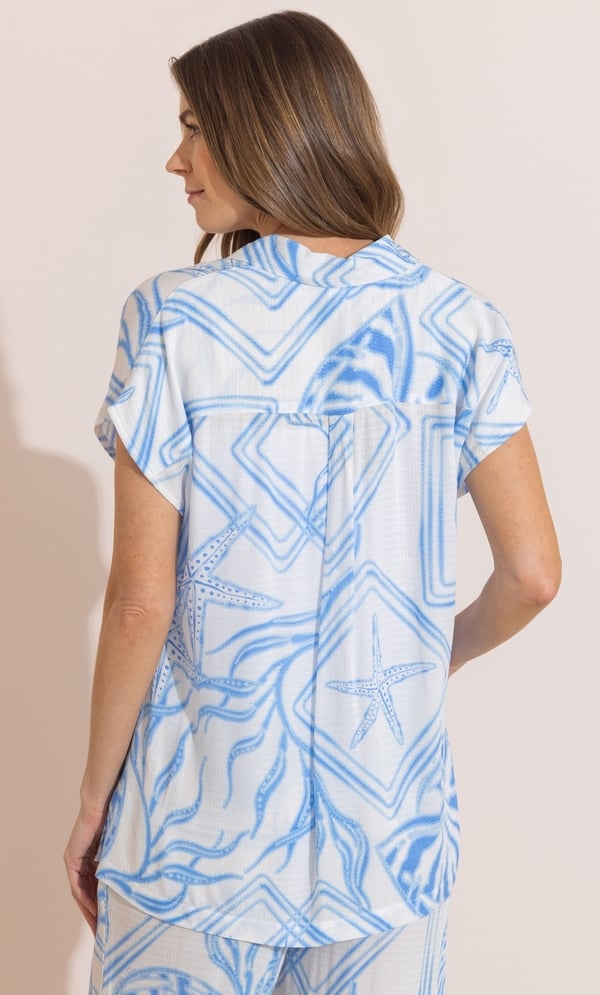 Printed Short Sleeve Blouse