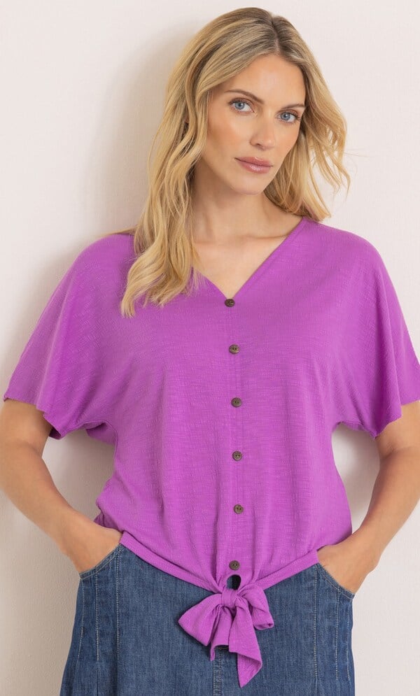 Textured Tie Hem Top