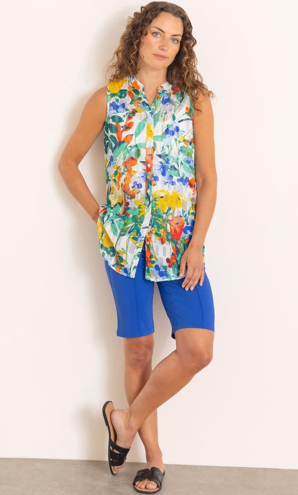 Anna Rose Garden Print And Shimmer Stripe Blouse